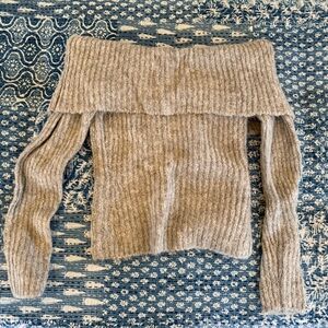 Reformation Gray Off-the-Shoulder Sweater